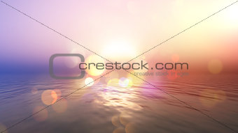 Sunset ocean with retro effect