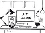 design studio mock up, vector