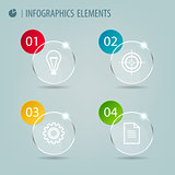 Glass infographic elements with icons