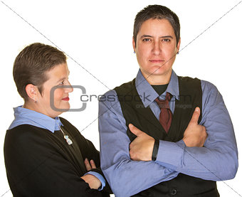 Woman Looking at Partner in Tie