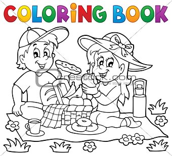 Coloring book picnic theme 1