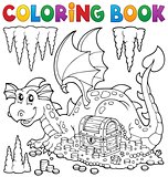 Coloring book with dragon and treasure