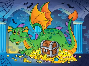 Dragon with treasure theme image 2