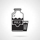 Milk bottle and glass black vector icon
