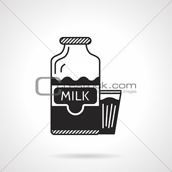 Milk bottle and glass black vector icon