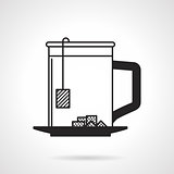 Tea cup with sugar black vector icon