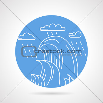 Waves and rain round vector icon
