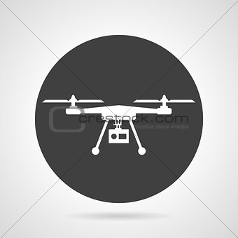 Drone black round vector icon