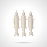 Three sardines flat vector icon
