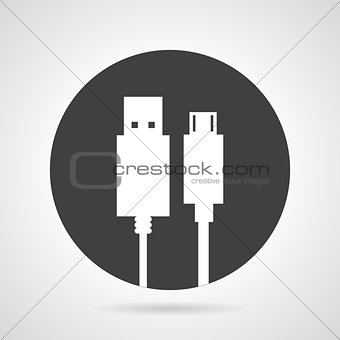 USB plug black round vector icon