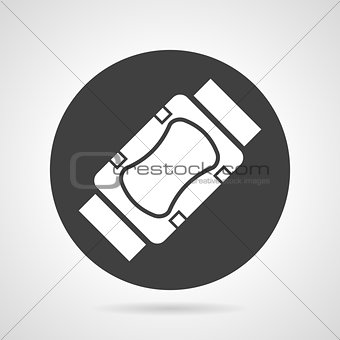 Sports protection black round vector icon