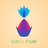 Colored yoga pose vector logo design template. Beauty, Spa, Relax, Massage, Meditation, Nirvana concept icon.