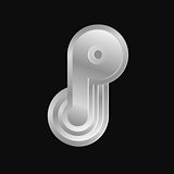 Vector design editable logo element. Abstract metal letter p logo design isolated on black background. Elegant minimal letter symbol.
