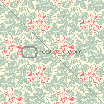 turquoise floral seamless pattern.