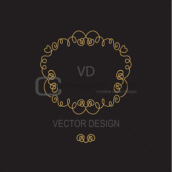 Vector geometric frame in mono line style. Design element