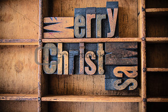 Merry Christmas Concept Wooden Letterpress Theme