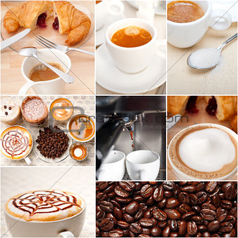 selection of different coffee type on collage composition 