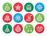 Christmas flat icons icons - Xmas tree, present, reindeer