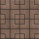Concrete Slabs Paving Brown in the Form Square of Different Geometric Shapes.