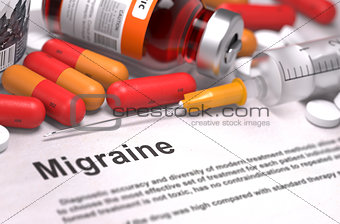 Diagnosis - Migraine. Medical Concept.