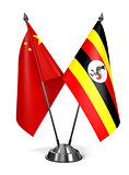 China and Uganda - Miniature Flags.