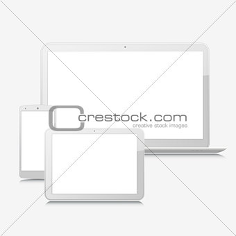 Blank laptop, smartphone and tablet mock-up