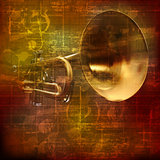 abstract grunge sound background with trumpet