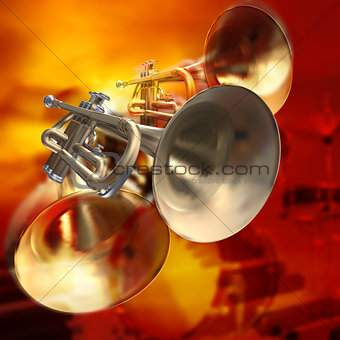 abstract musical background piano drums and trumpet