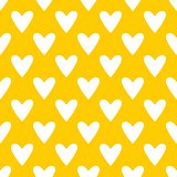 Tile cute vector pattern with white hearts on yellow background