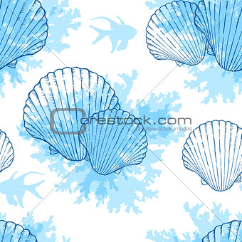 Blue marine seamless pattern