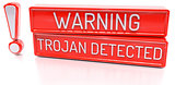 Warning Trojan Detected - 3d banner, isolated on white backgroun