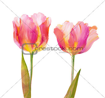 Vintage pink tulips.