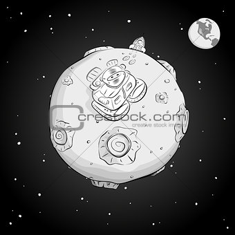 astronaut on the moon monochrome