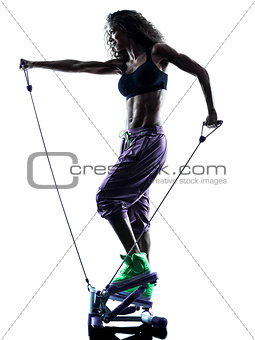 woman Stepper fitness exercises silhouette