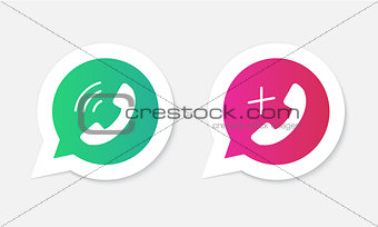 Phone handset icons in speech bubbles.