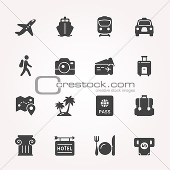 Traveling and transport icon set.