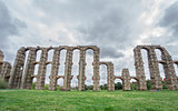 Front view of Aqueduct of the Miracles in Merida