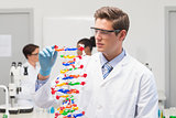 Scientist making DNA helix