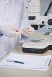 Scientist examining sample