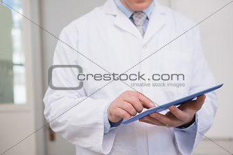 Scientist using tablet pc