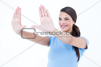 Happy woman showing her hands