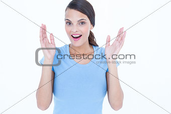 Happy surprised young woman