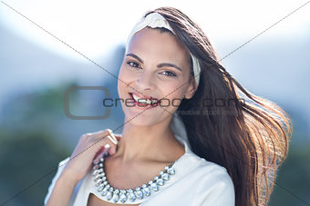 Gorgeous woman smiling at camera