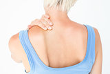 Casual woman with neck pain