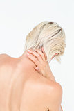 Attractive woman suffering from neck pain
