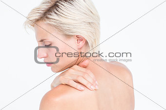 Beautiful woman with neck pain