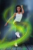 Composite image of fit woman doing aerobic exercise