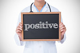 Positive against doctor showing little blackboard
