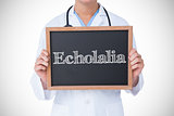 Echolalia against doctor showing little blackboard