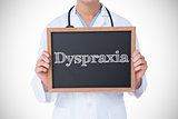 Dyspraxia against doctor showing little blackboard